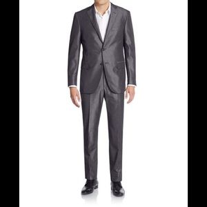 Regular Fit Sharkskin Cotton & Silk Suit